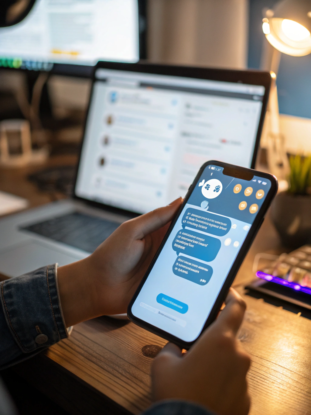 Mobile device mockup highlighting Luminary AI conversation workflow