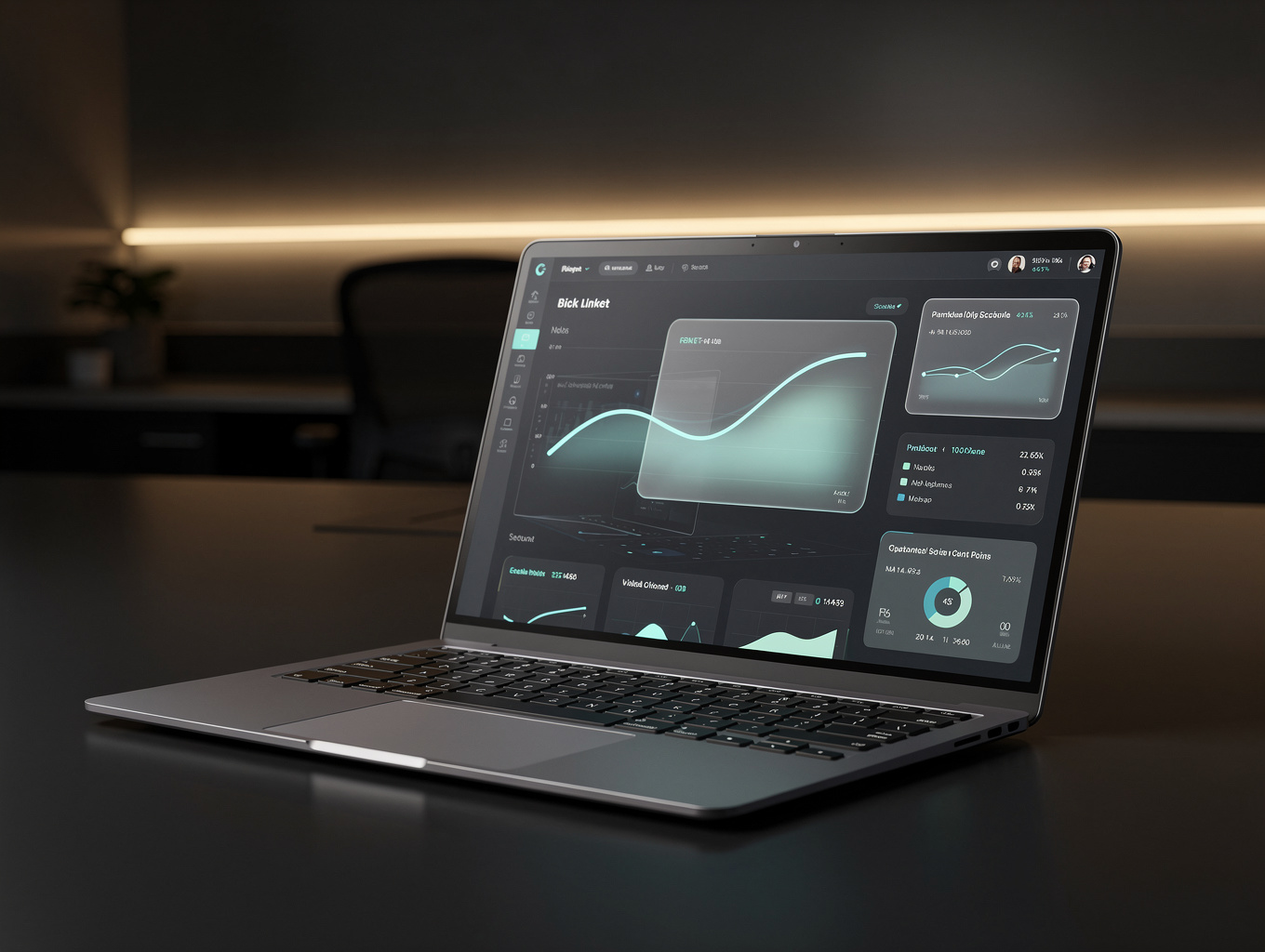 Minimalist laptop mockup displaying Vanguard portfolio interface